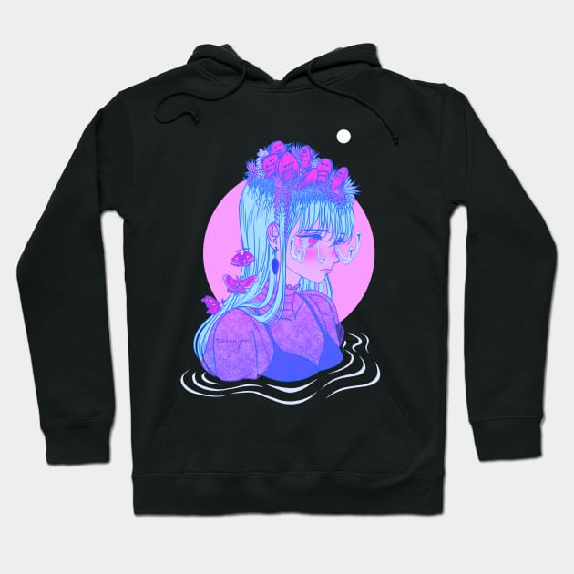 Overgrown Cemetery Drawtober Anime Girl Hoodie by Dream.Mori